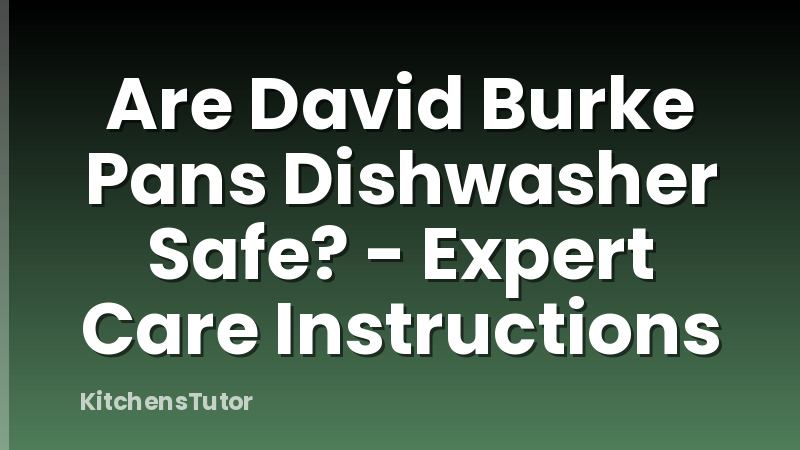 Are David Burke Pans Dishwasher Safe? - Expert Care Instructions