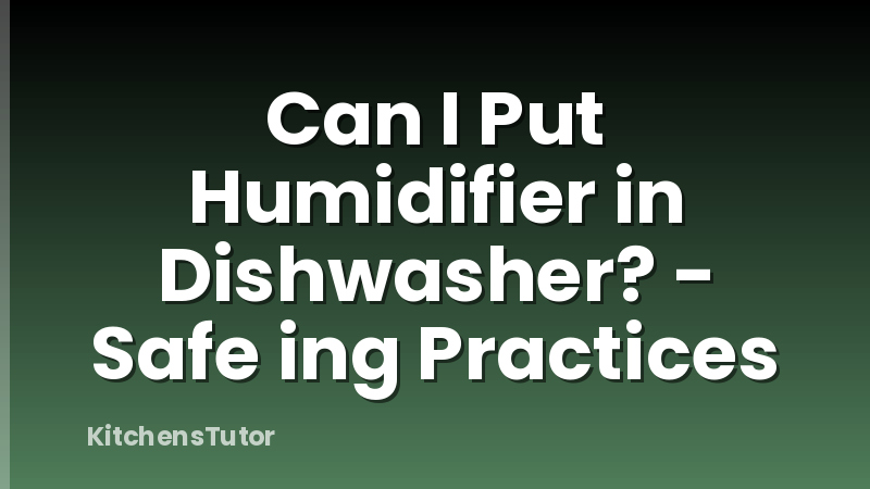 Can I Put Humidifier in Dishwasher? - Safe ing Practices