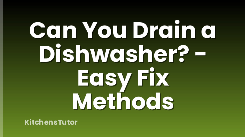 Can You Drain a Dishwasher? - Easy Fix Methods