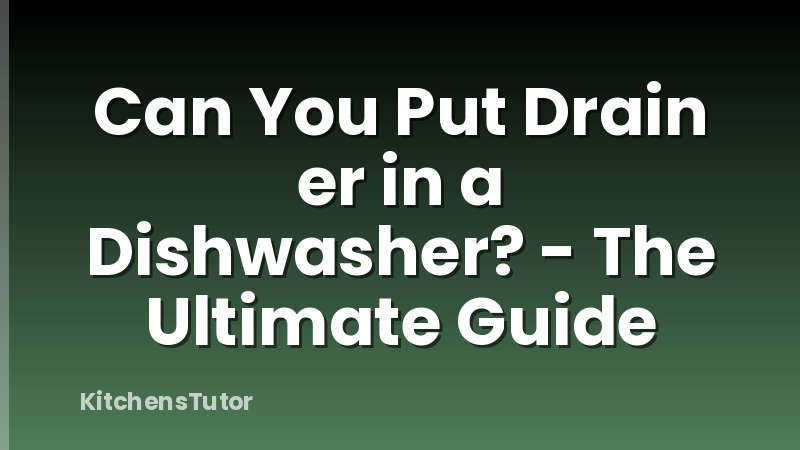 Can You Put Drain er in a Dishwasher? - The Ultimate Guide