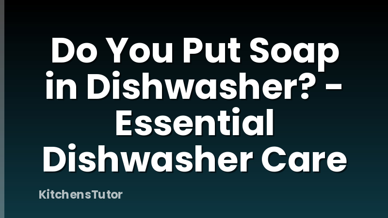 Do You Put Soap in Dishwasher? - Essential Dishwasher Care