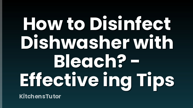 How to Disinfect Dishwasher with Bleach? - Effective ing Tips