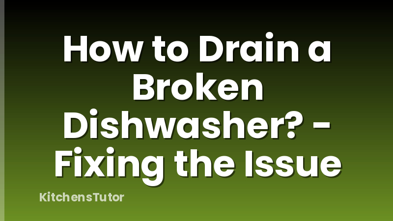 How to Drain a Broken Dishwasher? - Fixing the Issue