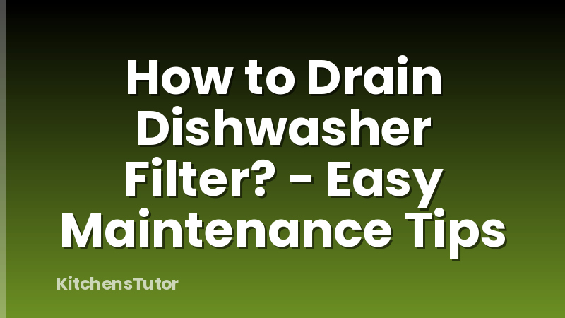 How to Drain Dishwasher Filter? - Easy Maintenance Tips