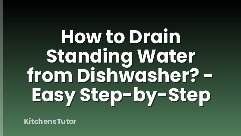 How to Drain Standing Water from Dishwasher? - Easy Step-by-Step
