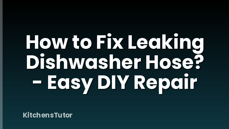How to Fix Leaking Dishwasher Hose? - Easy DIY Repair