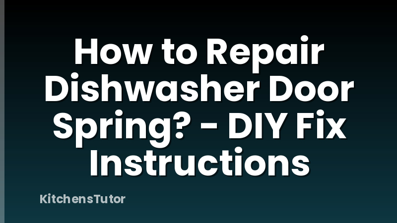 How to Repair Dishwasher Door Spring? - DIY Fix Instructions