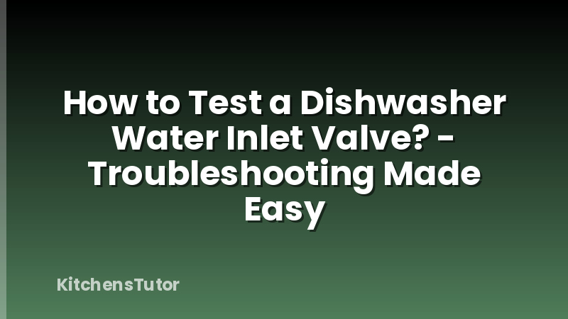How to Test a Dishwasher Water Inlet Valve? - Troubleshooting Made Easy