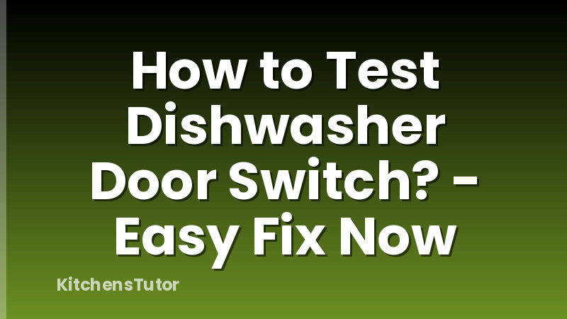 How to Test Dishwasher Door Switch? - Easy Fix Now