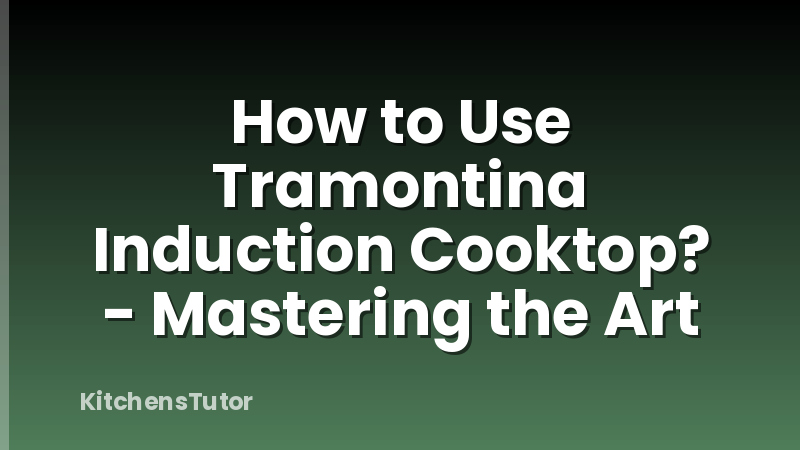 How to Use Tramontina Induction Cooktop? - Mastering the Art