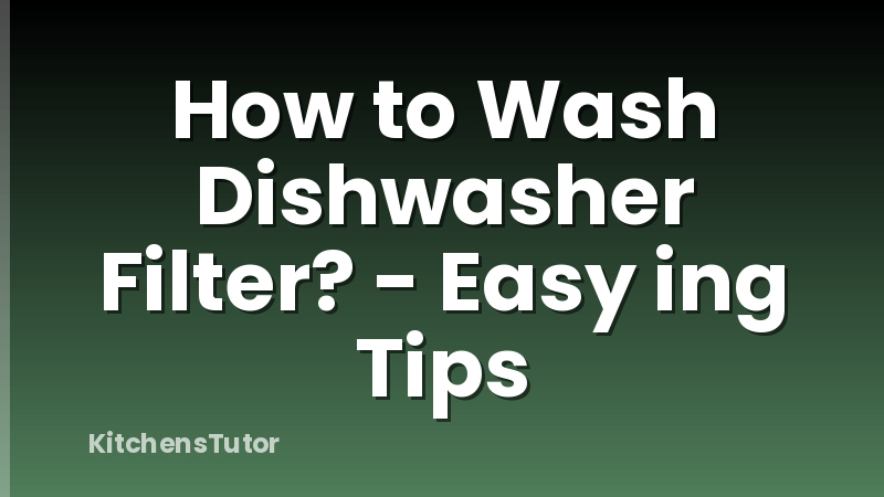 How to Wash Dishwasher Filter? - Easy ing Tips