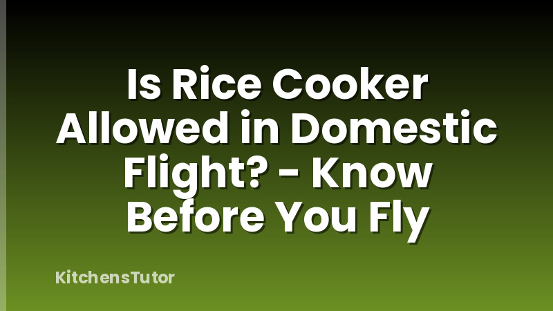 Is Rice Cooker Allowed in Domestic Flight? - Know Before You Fly