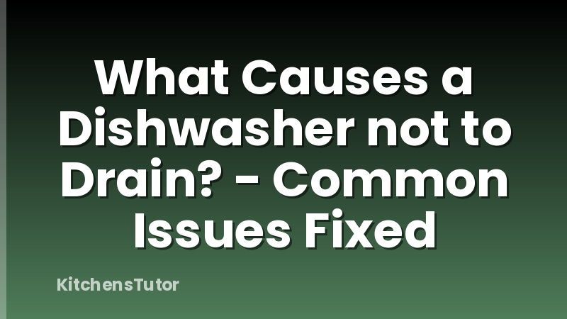What Causes a Dishwasher not to Drain? - Common Issues Fixed