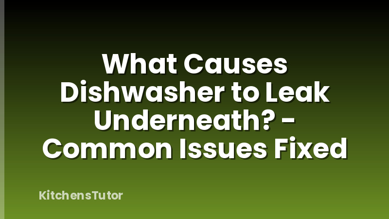 What Causes Dishwasher to Leak Underneath? - Common Issues Fixed