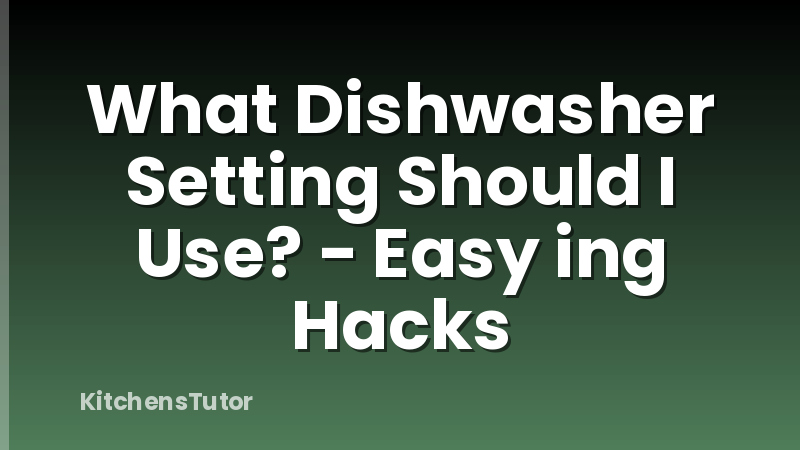 What Dishwasher Setting Should I Use? - Easy ing Hacks