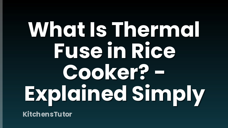 What Is Thermal Fuse in Rice Cooker? - Explained Simply