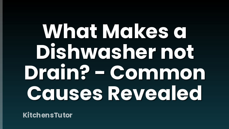 What Makes a Dishwasher not Drain? - Common Causes Revealed
