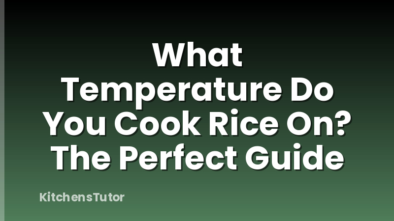 What Temperature Do You Cook Rice On? The Perfect Guide