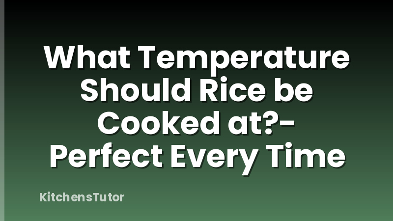 What Temperature Should Rice be Cooked at?- Perfect Every Time