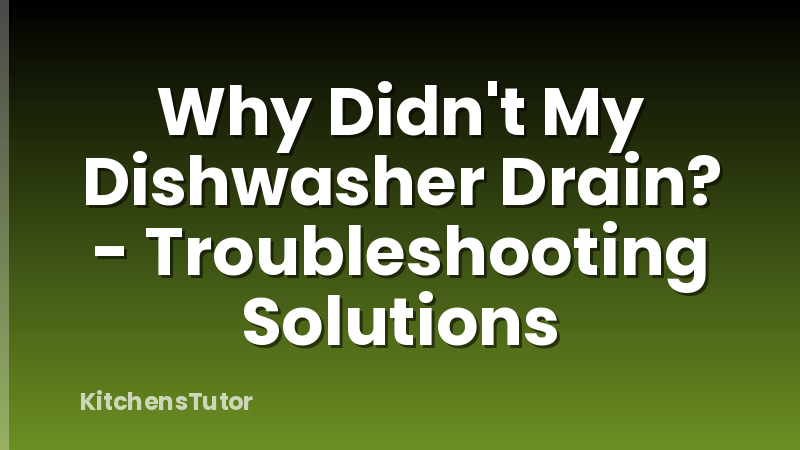 Why Didn't My Dishwasher Drain? - Troubleshooting Solutions