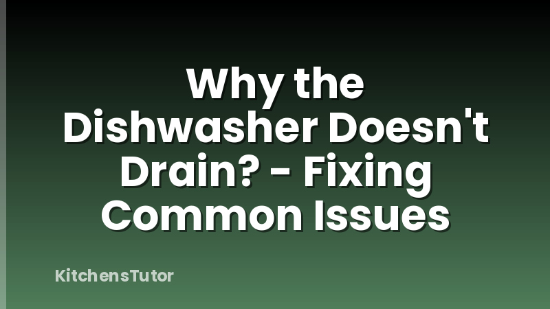 Why the Dishwasher Doesn't Drain? - Fixing Common Issues
